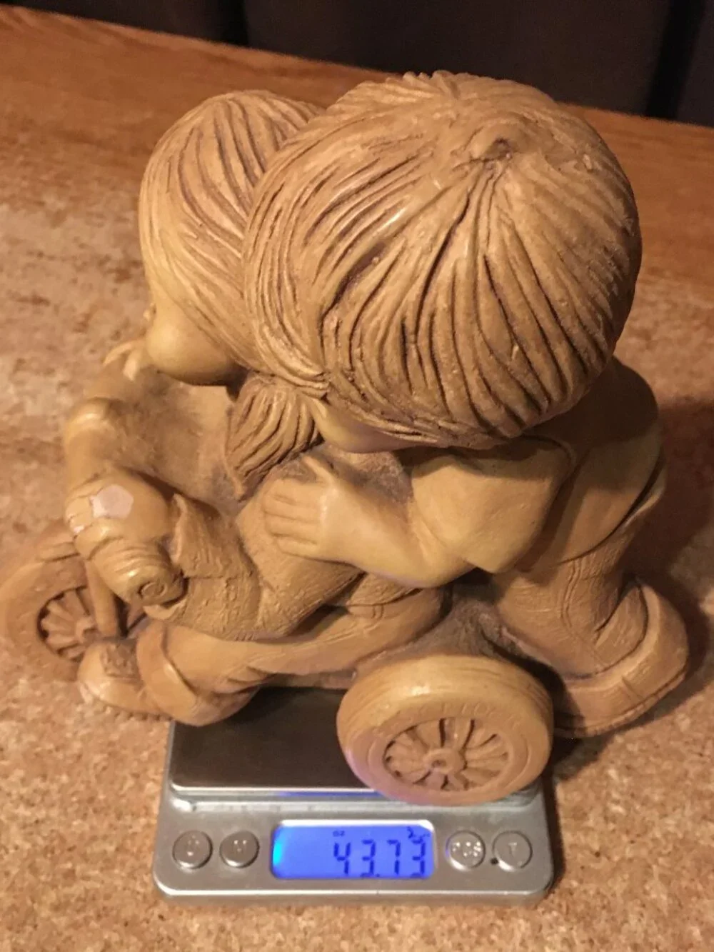 FANNYKINS FIGURINE BILL MACK SOLAR STATUARY EASY RIDER GIRL AND BOY ON TRICYCLE
